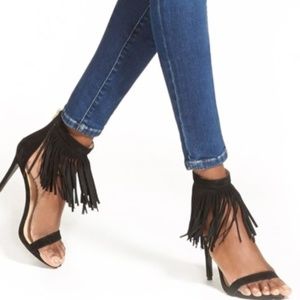 Womens Saamba Suede Tassel Heel Sandals